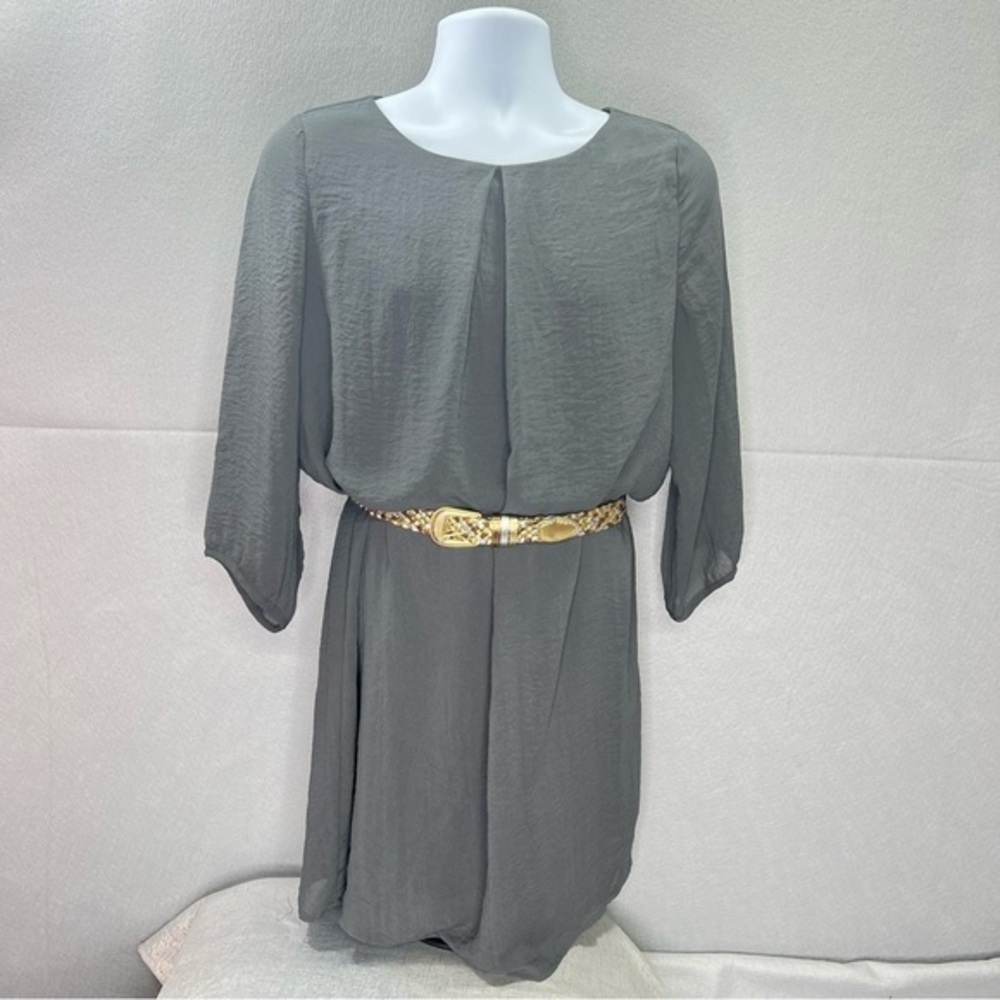 H&M Gray Chiffon Tunic Shirt Dress Size 14